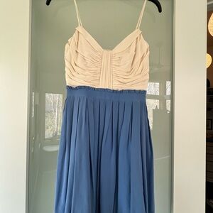 Sine Elegant Blue and Cream Women's Dress